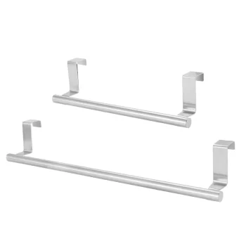 Multi-purpose Stainless Steel Single Rod Towel Rack, Stainless steel towel rack for kitchen cabinet door, Rag hanger, Hanger over cabinet 4