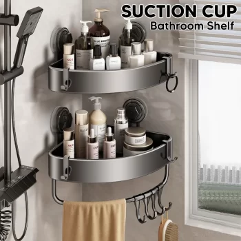 Suction Cup Aluminum Shower Shelf For Bathroom, Removable Shelves for Inside Shower, Bathroom Accessories, Shower Caddy Suction Cup, Wall corner shelf without drilling 1