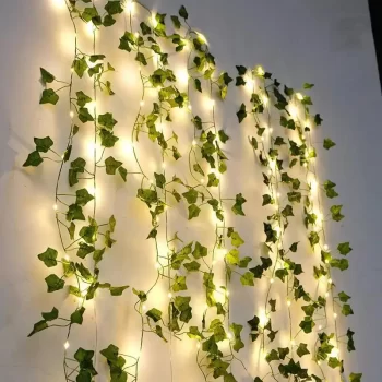 Flower Green Leaf String Lights 2M-10M, Garland Fake Plants Artificial Ivy Vine Fairy Light Wedding Party Decoration Christmas Home Room Wall Plant 1