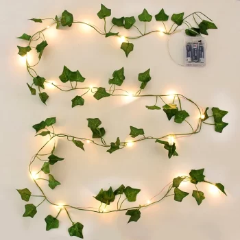 Flower Green Leaf String Lights 2M-10M, Garland Fake Plants Artificial Ivy Vine Fairy Light Wedding Party Decoration Christmas Home Room Wall Plant 6