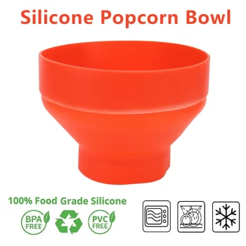 Microwave Popcorn Bowl Bucket, Silicone DIY Red Popcorn Maker with Lid, Collapsible Microwavable Bowl - Hot Air Popper - No Oil Required 5