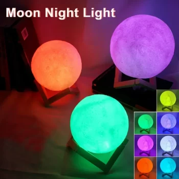 Moon Lamp 8cm LED Night Light Battery Powered With Stand, Starry Lamp, Bedroom Decor Night Lights Kids Gift Moon Lamp, Moon Lamp Galaxy 3