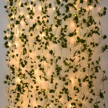 Flower Green Leaf String Lights 2M-10M, Garland Fake Plants Artificial Ivy Vine Fairy Light Wedding Party Decoration Christmas Home Room Wall Plant 4