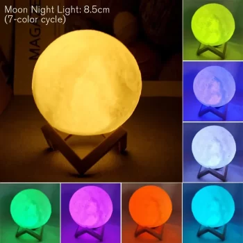 Moon Lamp 8cm LED Night Light Battery Powered With Stand, Starry Lamp, Bedroom Decor Night Lights Kids Gift Moon Lamp, Moon Lamp Galaxy 2