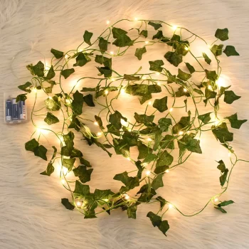 Flower Green Leaf String Lights 2M-10M, Garland Fake Plants Artificial Ivy Vine Fairy Light Wedding Party Decoration Christmas Home Room Wall Plant 5