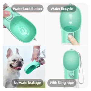 Portable Dog Water Bottle For Small Large Dogs, Leak Proof Portable Puppy Water Dispenser with Drinking Feeder for Pets Outdoor Walking 5