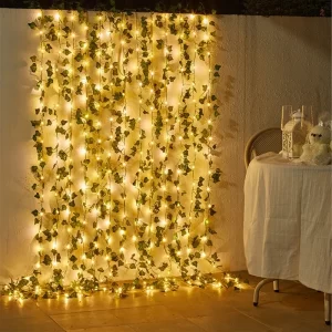 Flower Green Leaf String Lights 2M-10M, Garland Fake Plants Artificial Ivy Vine Fairy Light Wedding Party Decoration Christmas Home Room Wall Plant 3